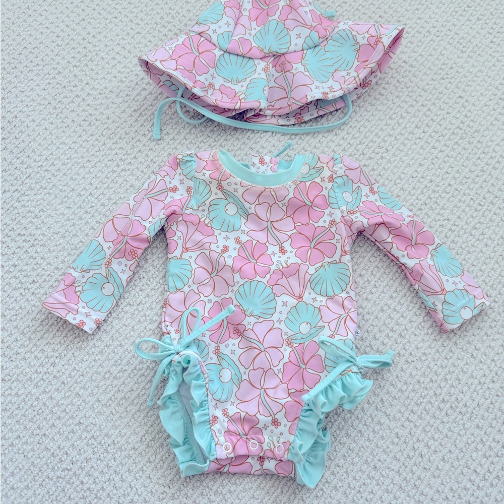 Caden Lane Mermaid Seashell Swimsuit Baby